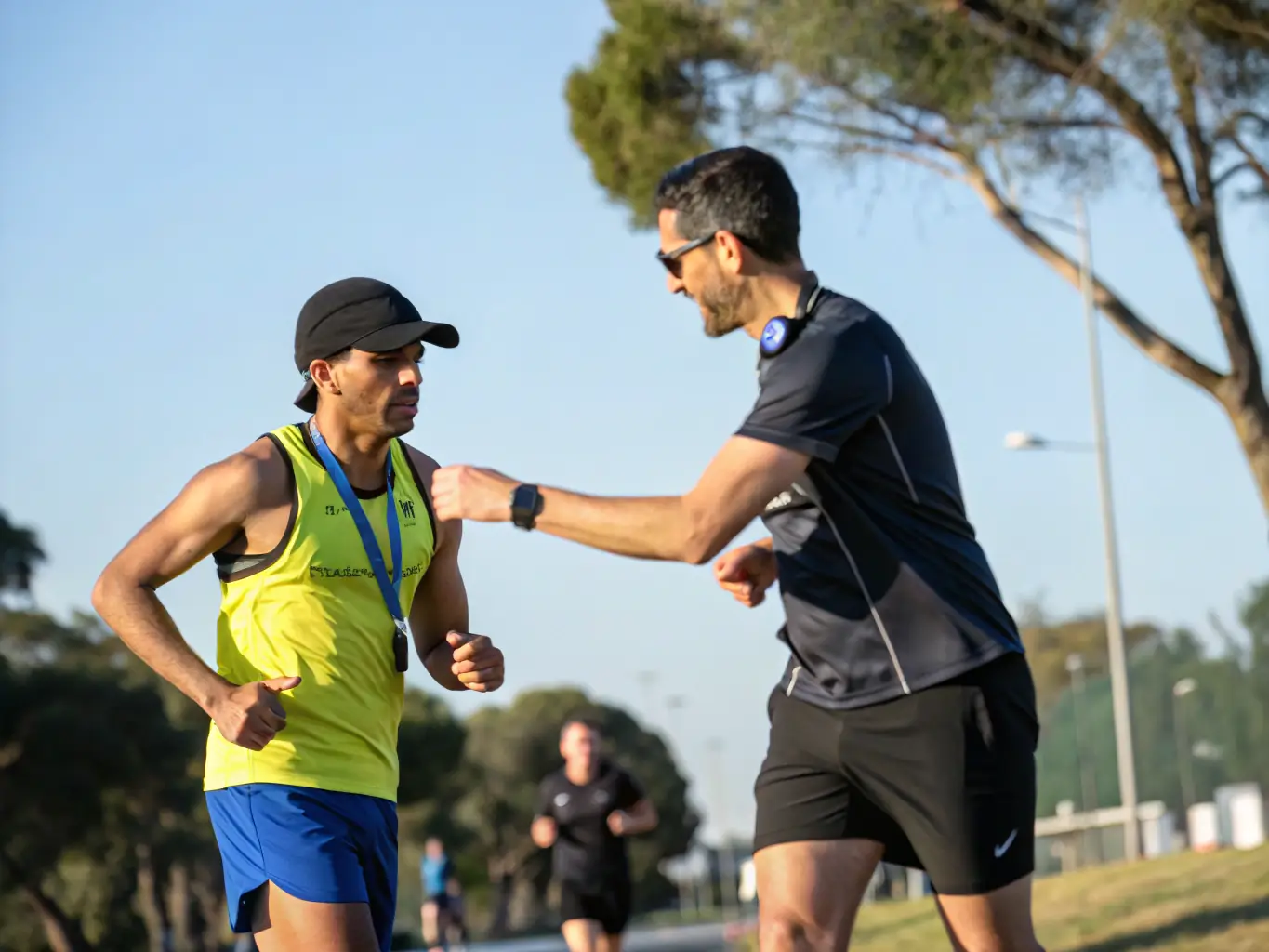 A runner receiving personalized coaching and feedback from an experienced trainer during a one-on-one session.
